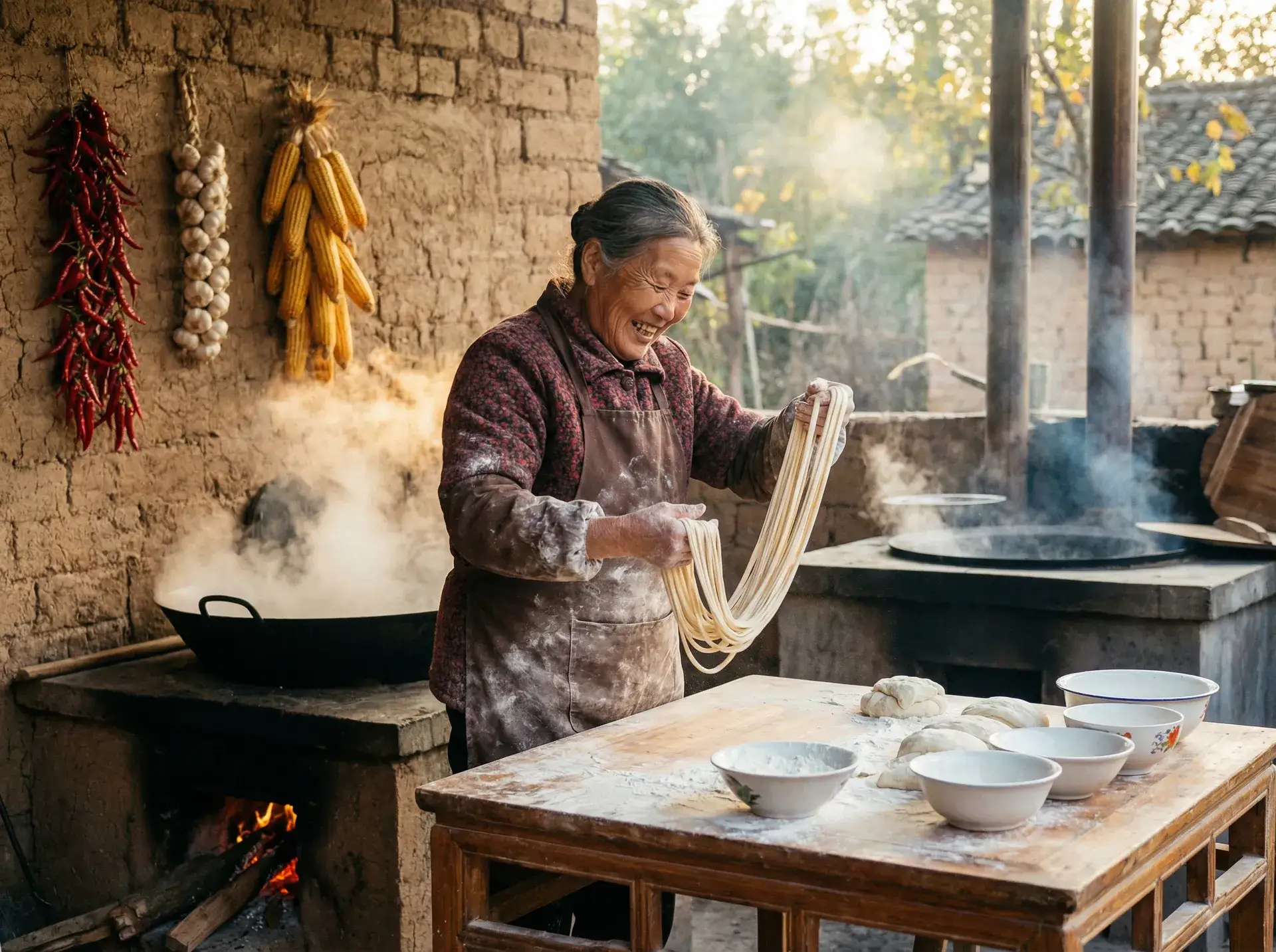 农家大嫂手擀面 - 火影忍者428集 乡村美食